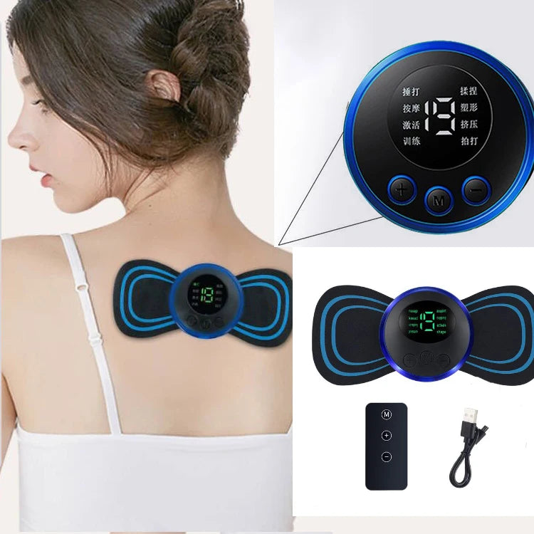 MINI MASSAGEADOR: Portable Mini Rechargeable Neck Massager, Cervical Massage Stimulator Stickers Physiotherapy Instrument Muscle Relief Pain