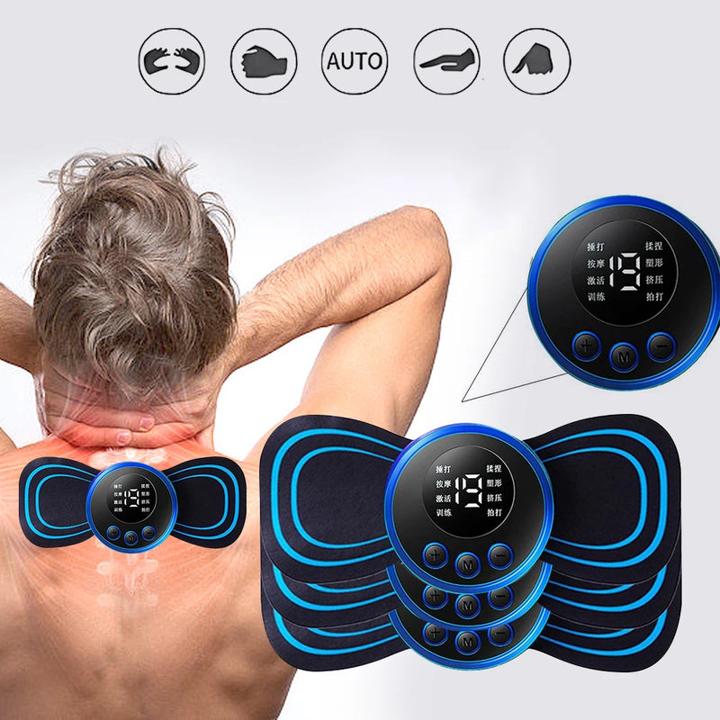 MINI MASSAGEADOR: Portable Mini Rechargeable Neck Massager, Cervical Massage Stimulator Stickers Physiotherapy Instrument Muscle Relief Pain